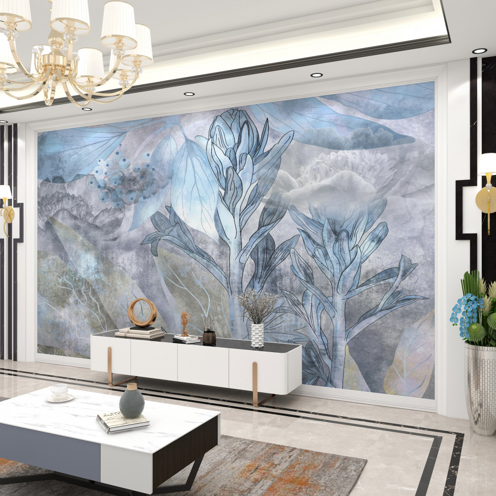 Fototapeta kwiat wśród liści o świcie