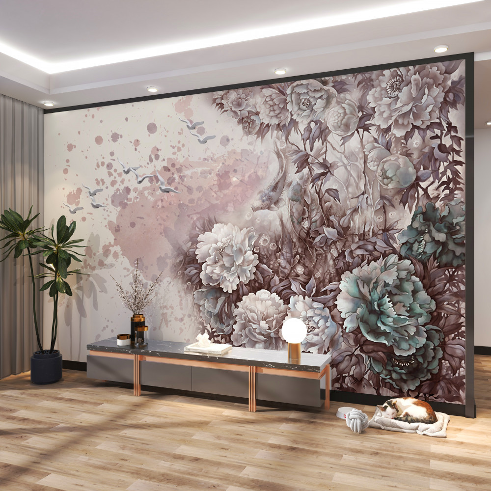 Fototapeta wiatr rozwiewa rośliny kwiatami