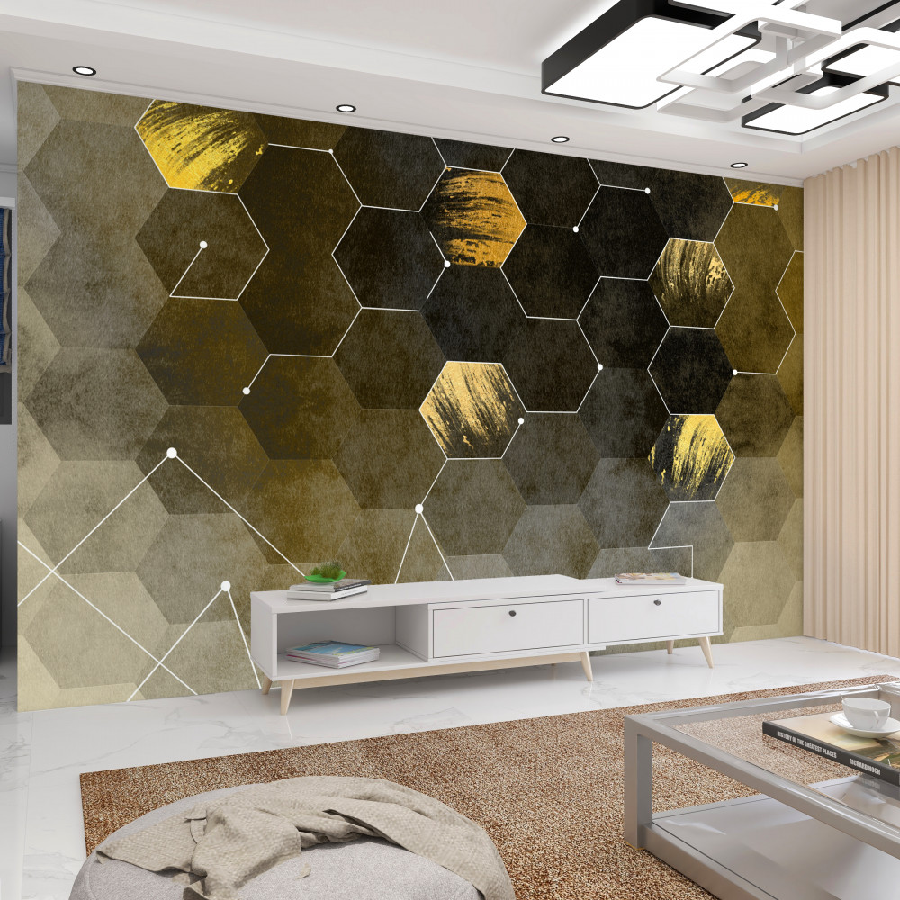 Fototapeta złote ptaki na nocnym niebie