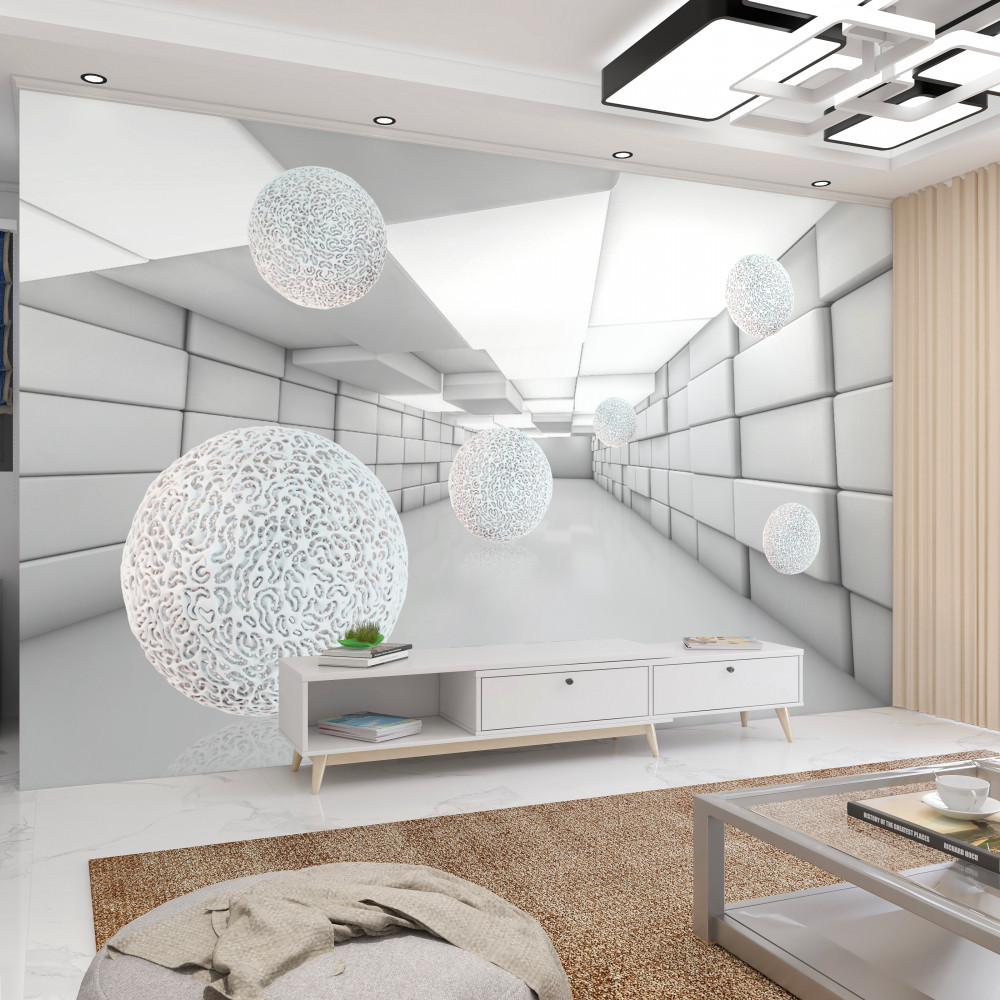 Fototapeta przezroczyste kulki w tunelu prostokątów