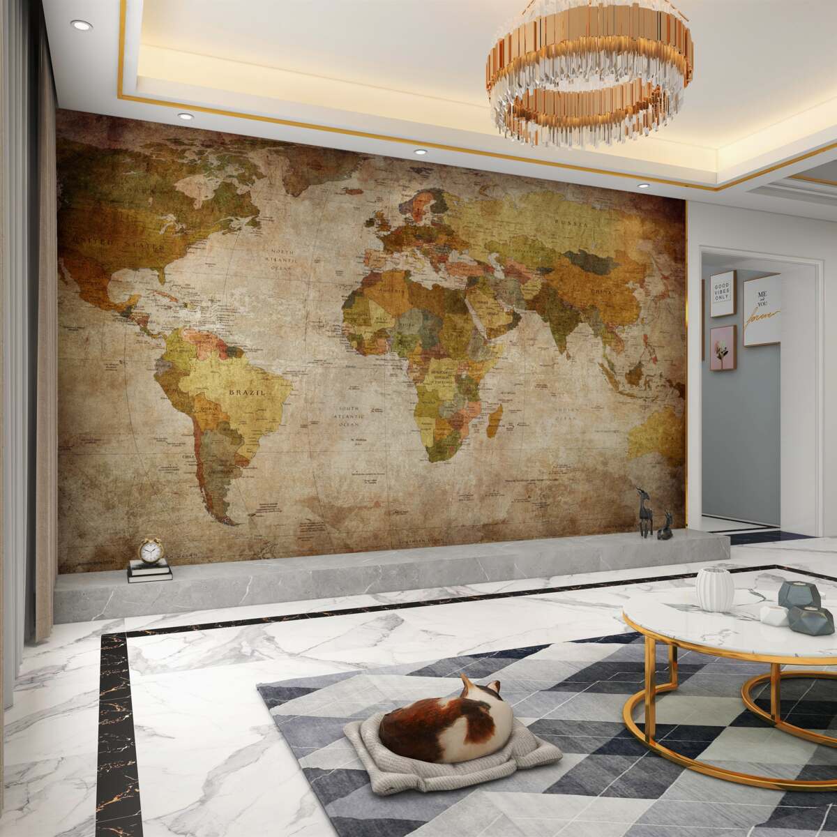 Fototapeta Mapa świata w odcieniach brązu