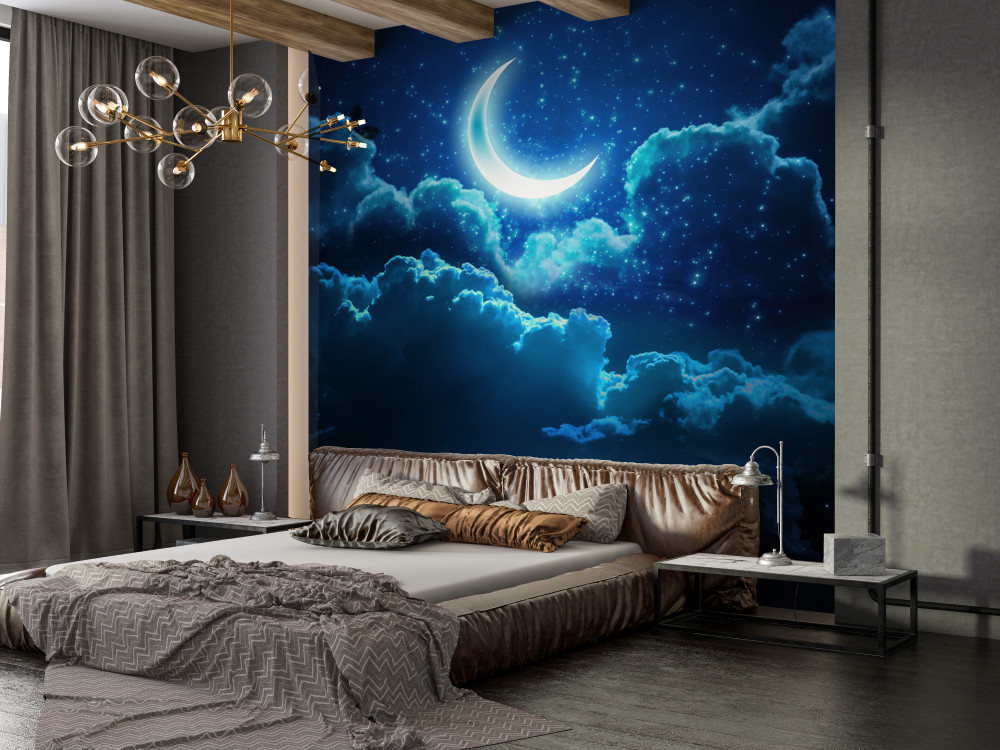 Fototapeta czarodziejski księżyc unosi się nad nocnymi chmurami