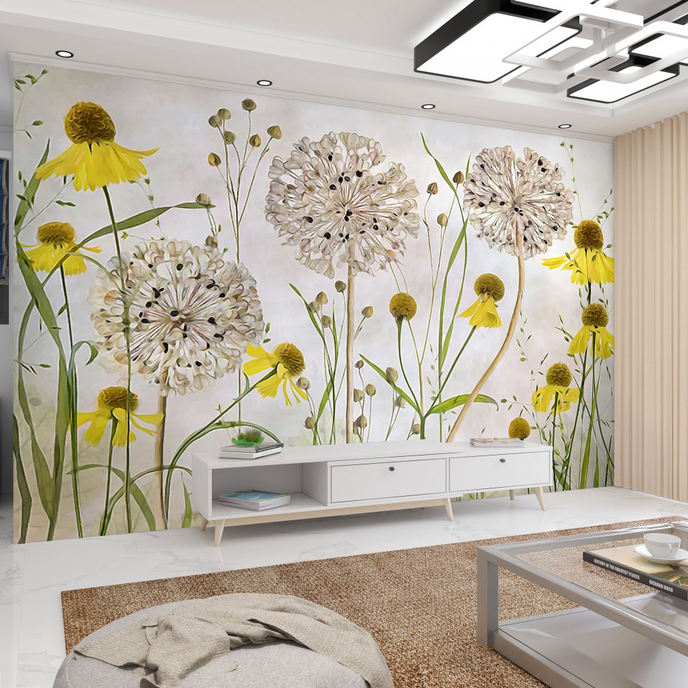 Fototapeta mniszek lekarski i żółte kwiaty