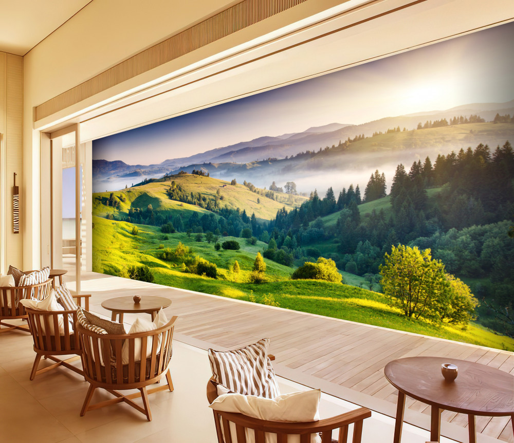 Fototapeta świt ogrzewa górskie łąki