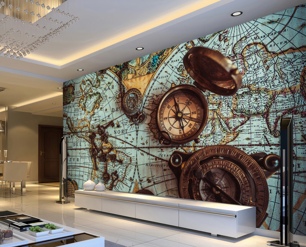 Fototapeta zabytkowe kompasy umieszczone na mapie