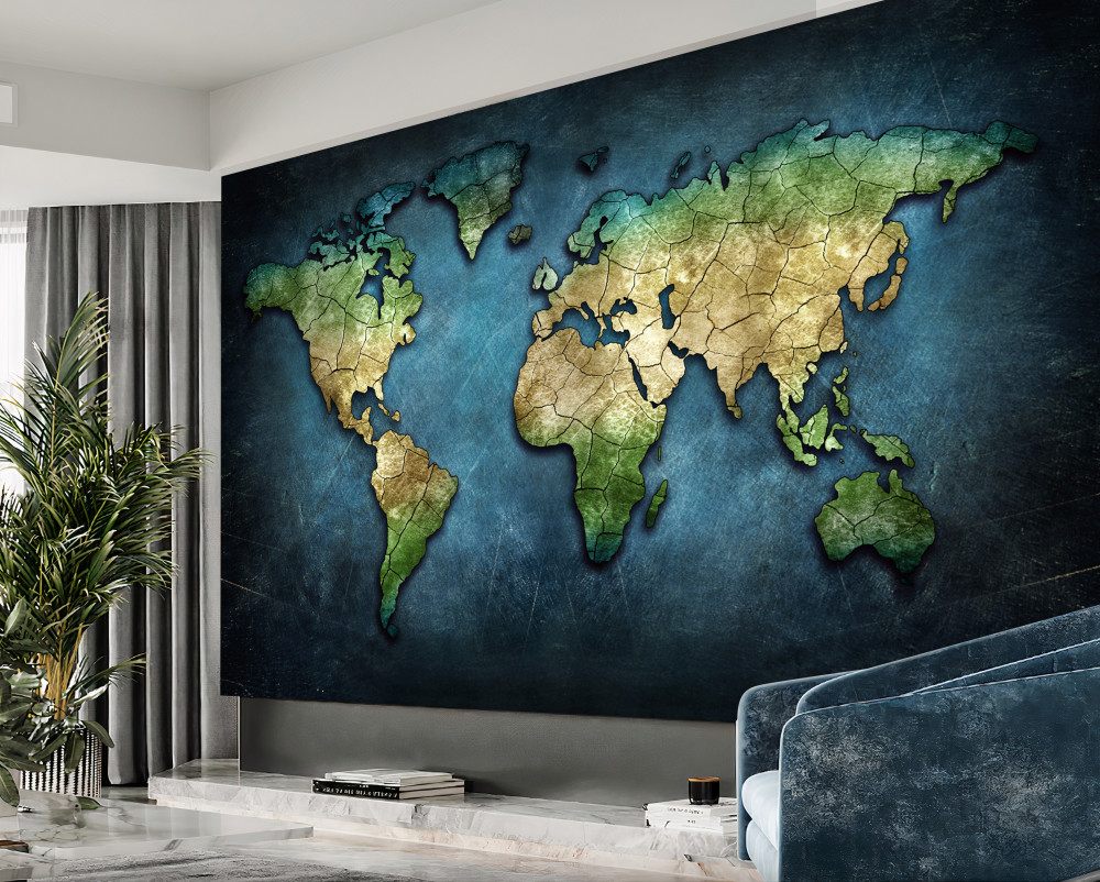 Fototapeta mapa świata na ścianie