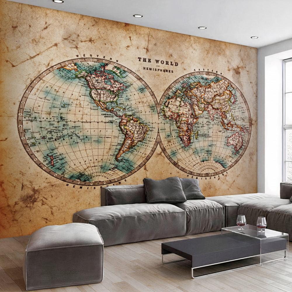 Fototapeta stara mapa dwóch półkul