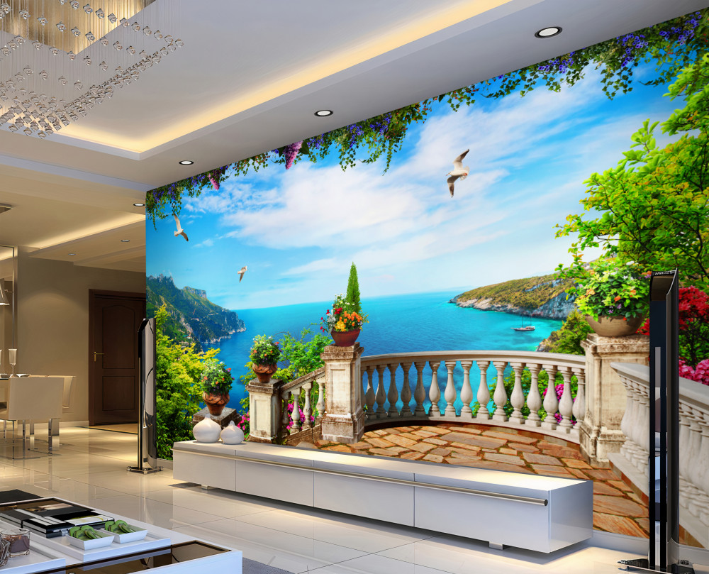 Fototapeta wygodny balkon z widokiem na ocean i góry