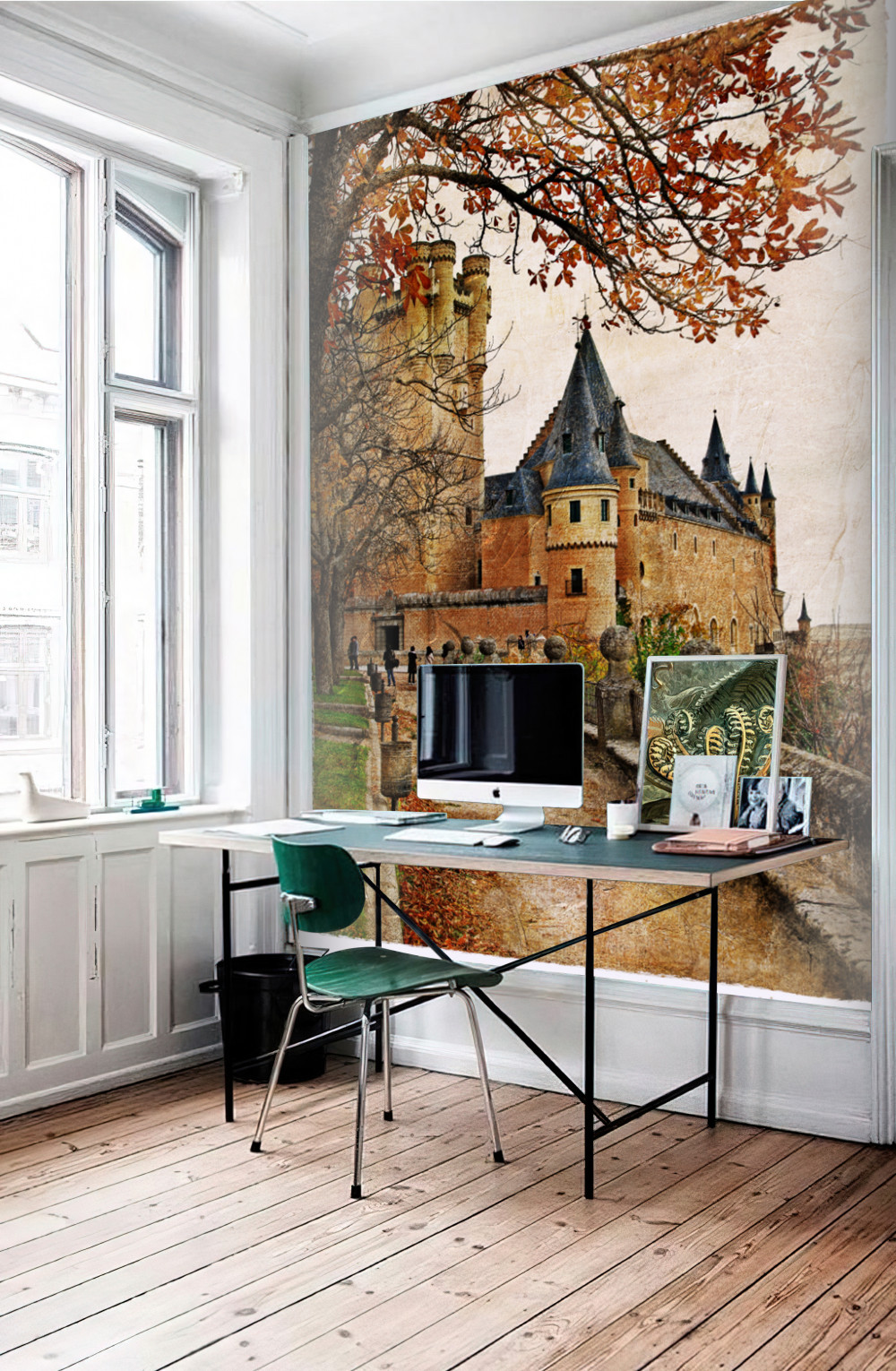 Fototapeta jesienna droga do starego zamku