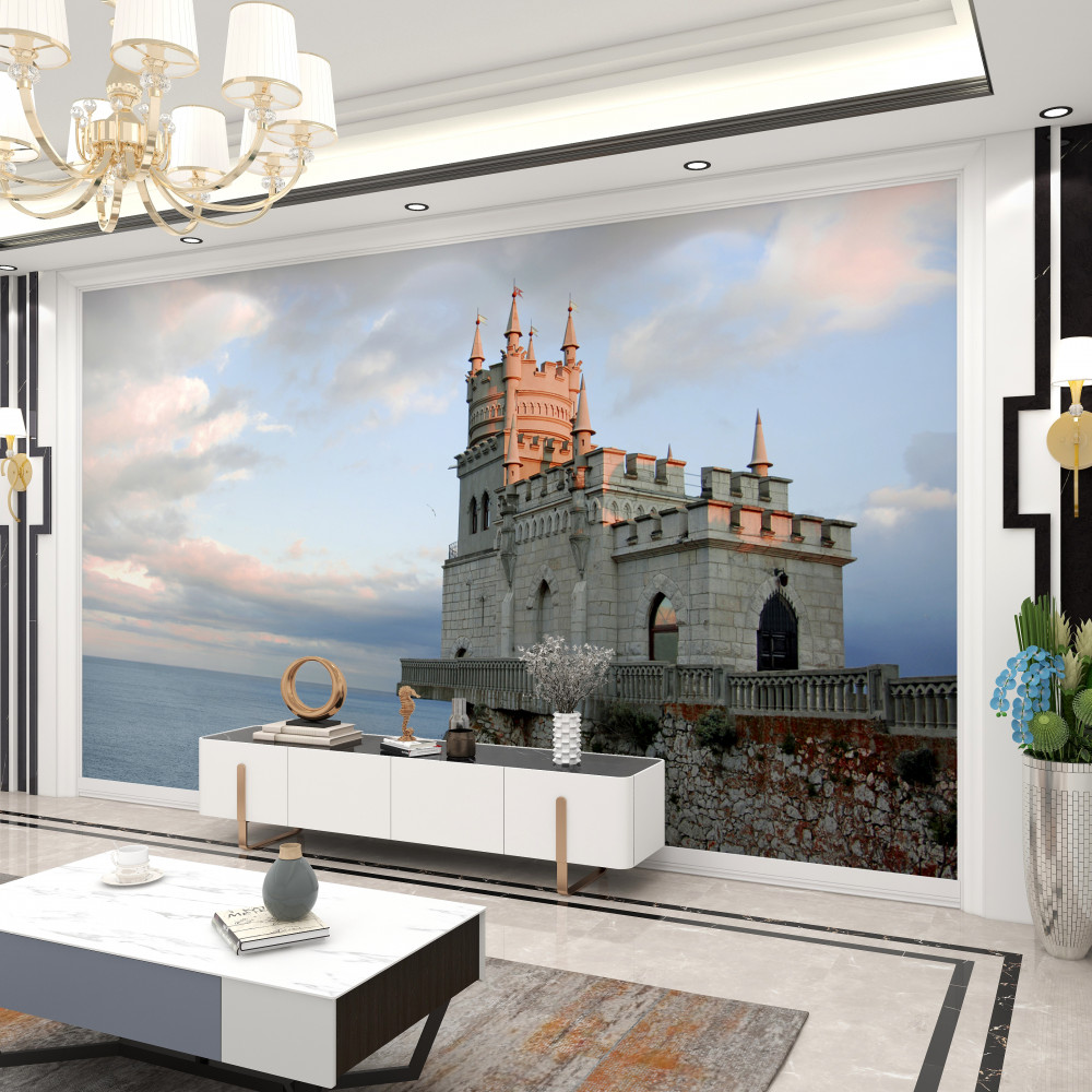 Fototapeta gniazdo jaskółek o zachodzie słońca