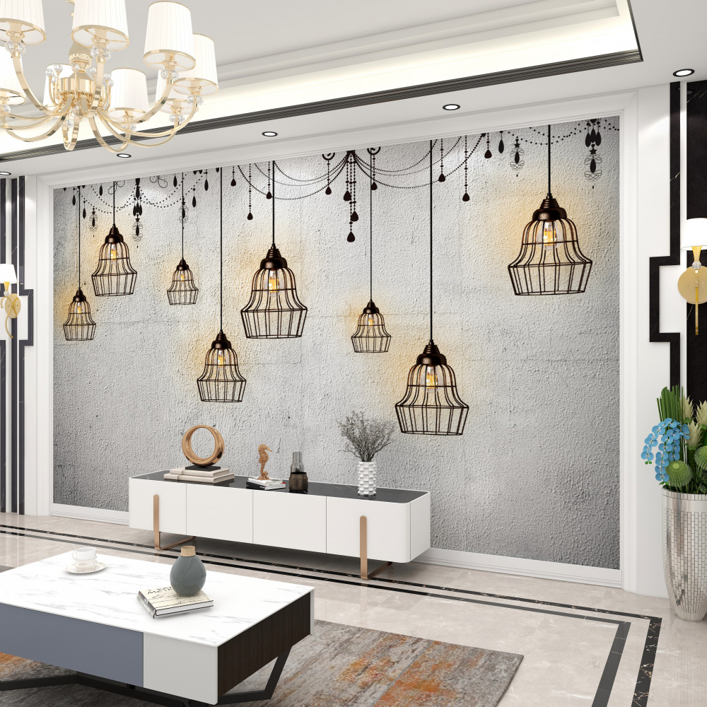 Fototapeta zabytkowe żyrandole na szarym tle ściany