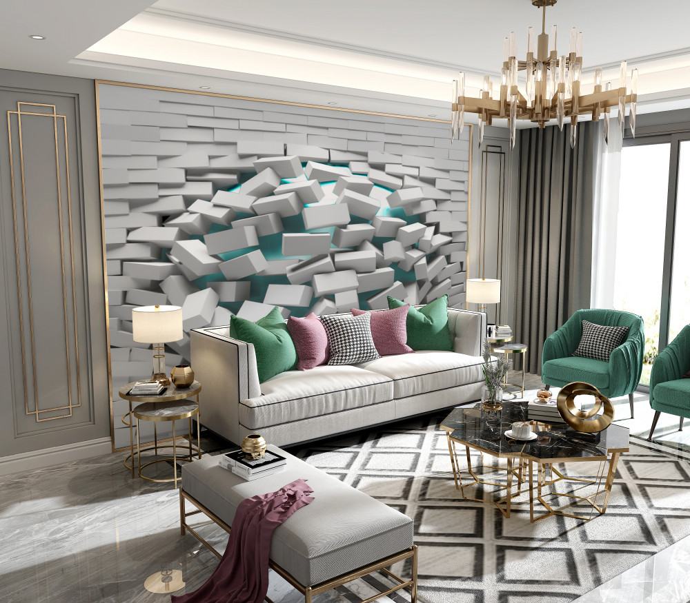 Fototapeta rozpadające się białe cegły