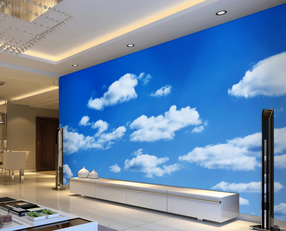 Fototapeta białe chmury unoszące się na błękitnym niebie