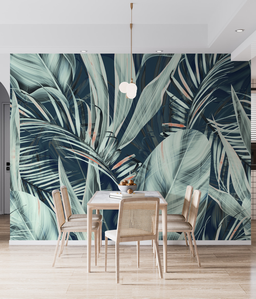 Fototapeta białe liście paproci wieczorem