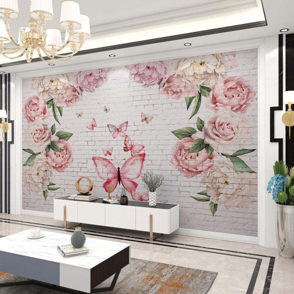 Fototapeta szyfonowy motyl w kwiaty