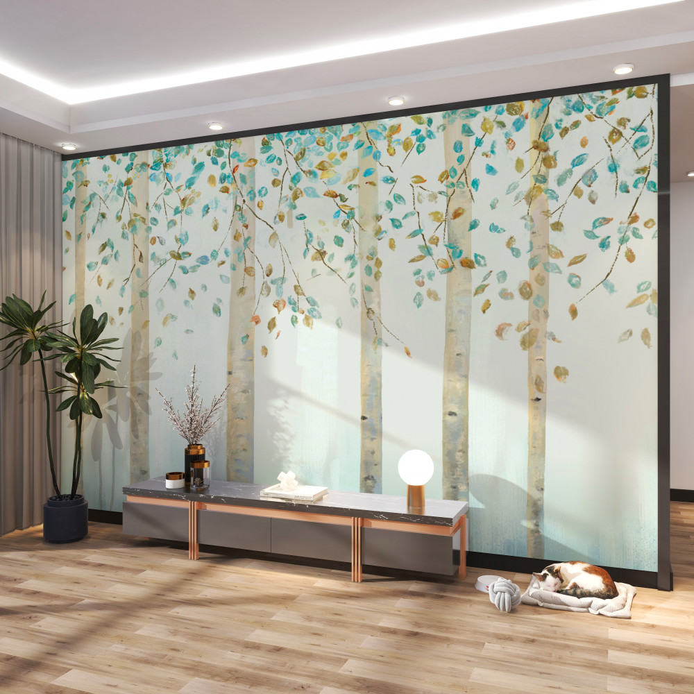 Fototapeta smukłe brzozy we mgle