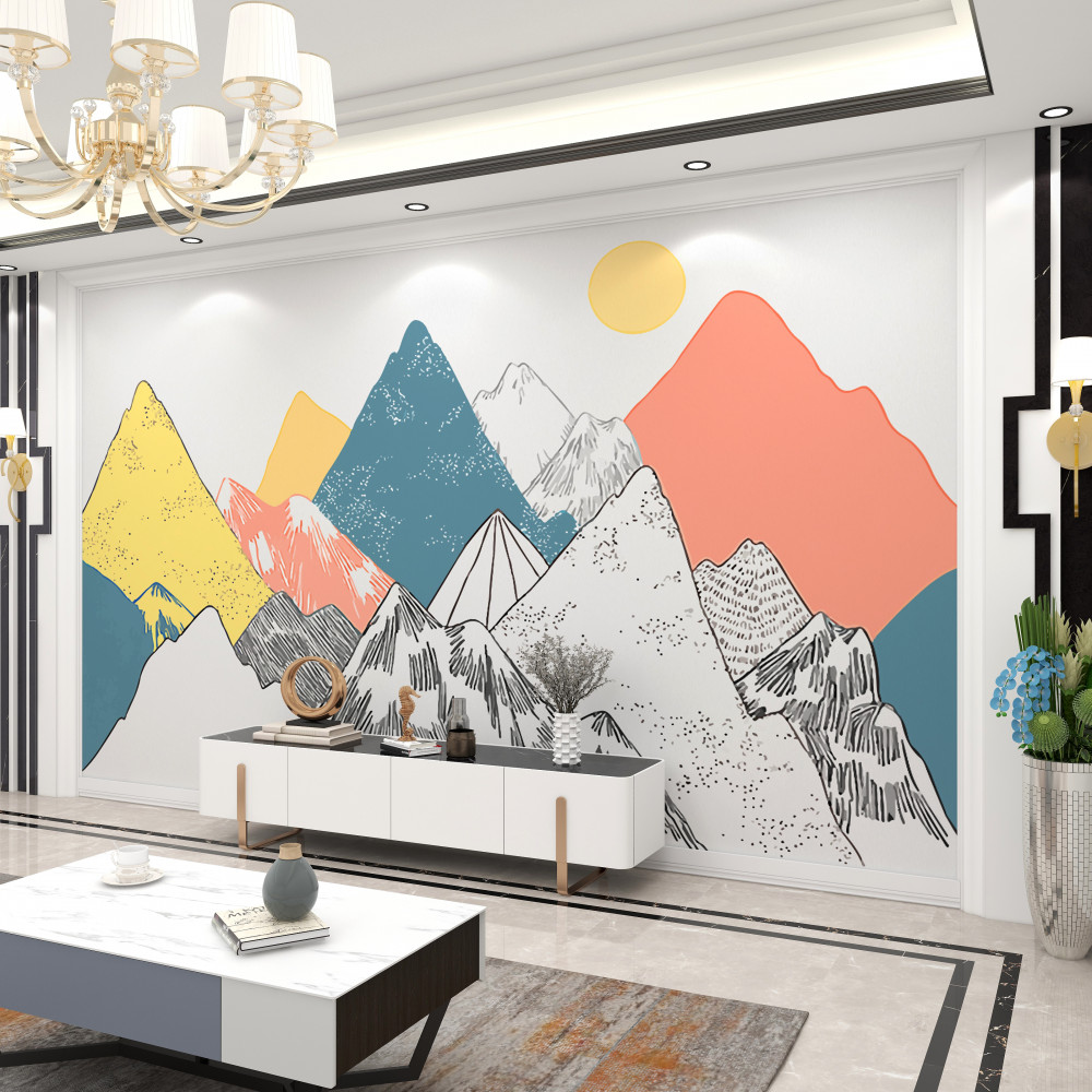 Fototapeta zimny zachód słońca w zimowych górach