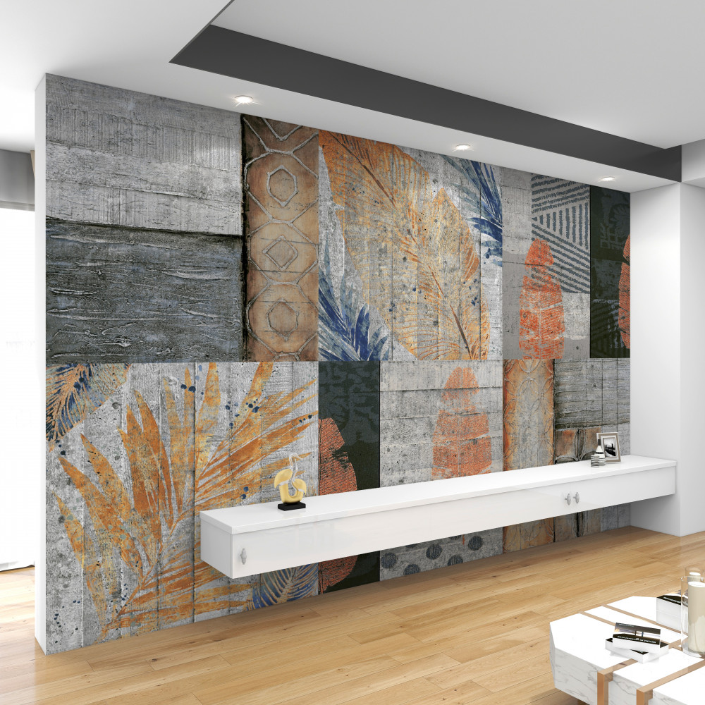 Fototapeta liście w geometrycznych kształtach