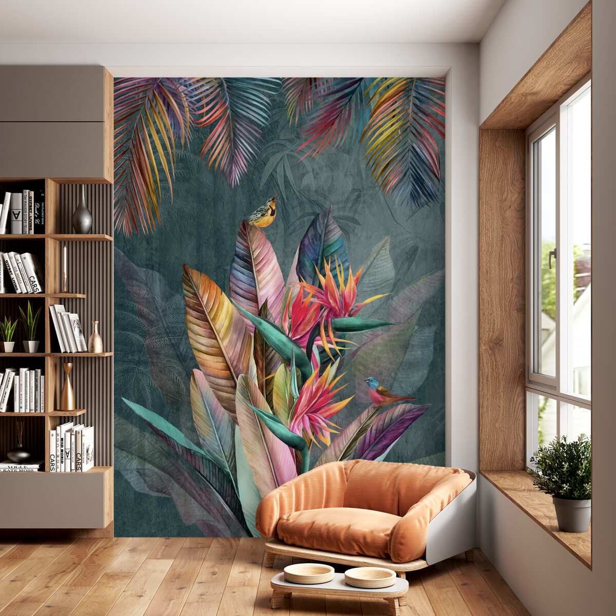 Fototapeta Ptaki na kolorowych liściach