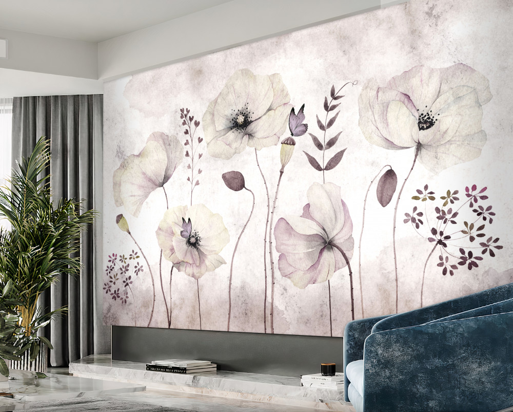 Fototapeta delikatne maki na cienkich łodygach