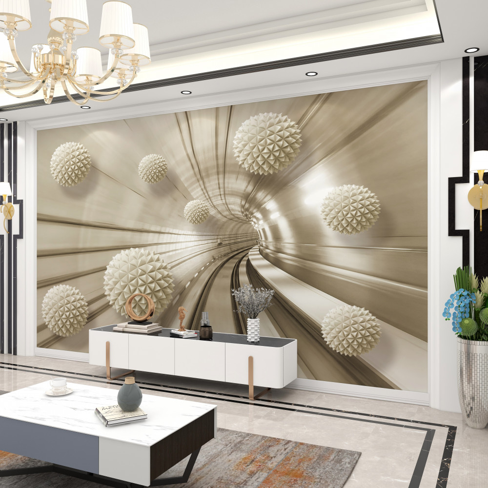 Fototapeta jasnobrązowe kulki w tunelu