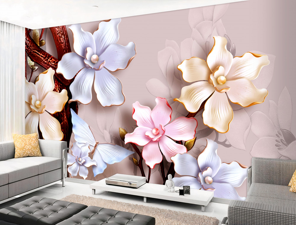 Fototapeta kolorowe kwiaty na delikatnym tle