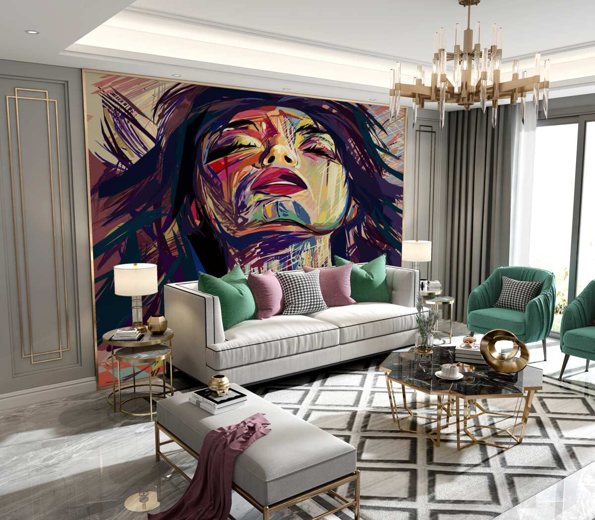 Fototapeta Malowana dziewczyna pokryta farbą