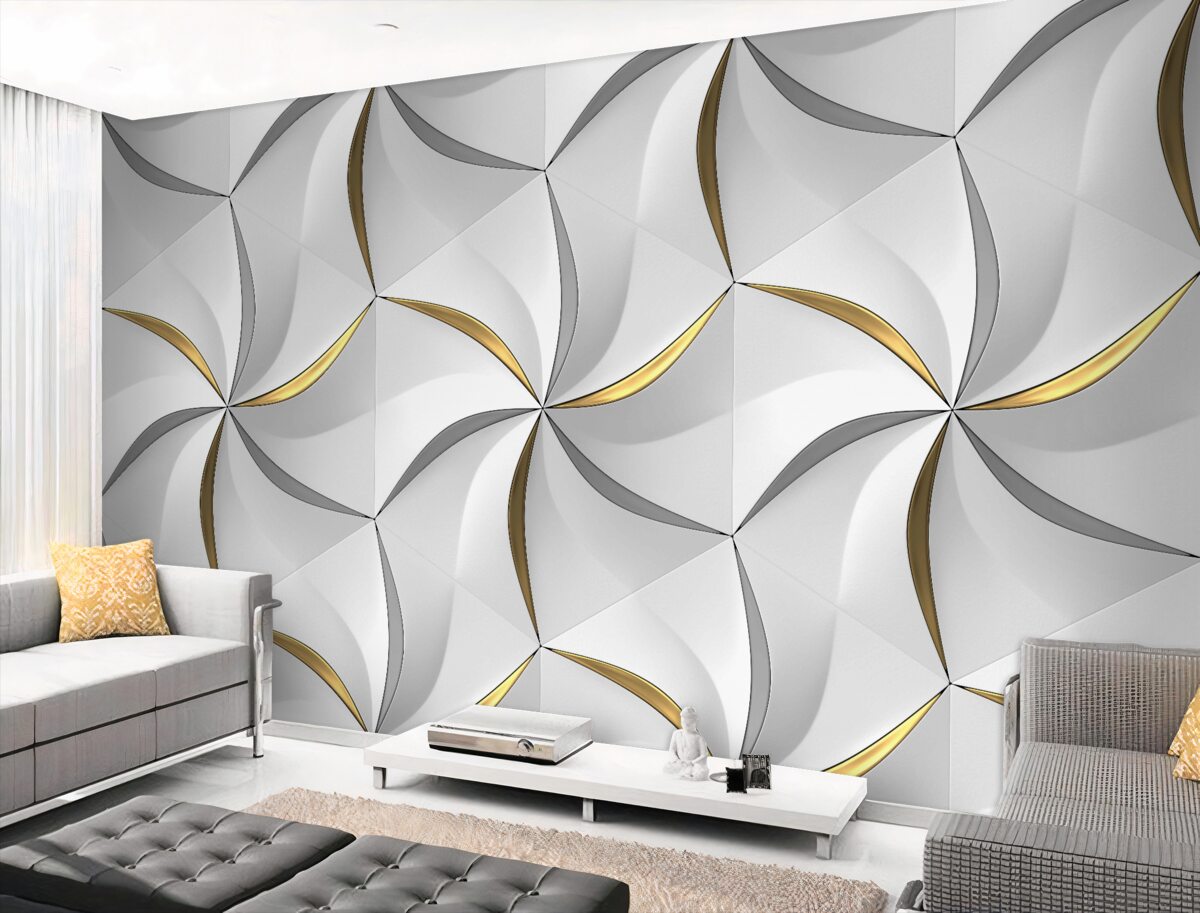 Fototapeta Szare i złote wiry na białym tle