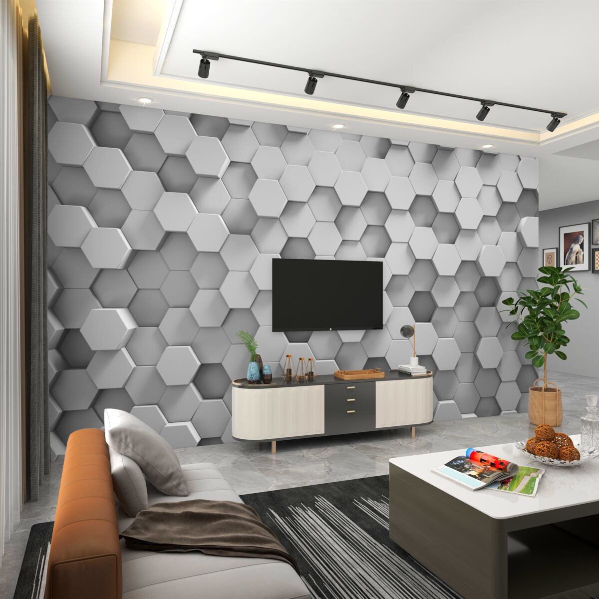 Fototapeta Szare sześciokąty