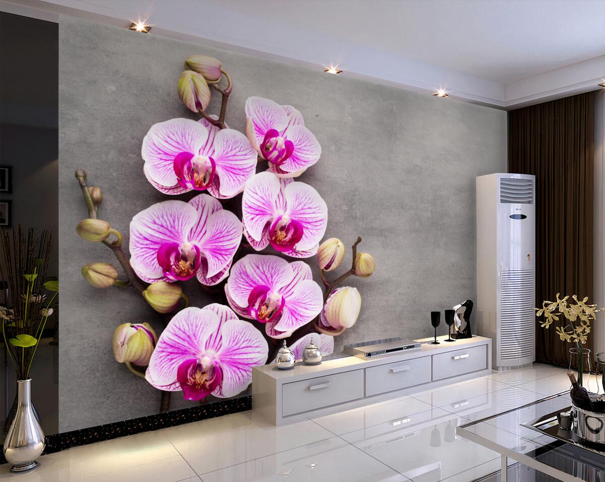 Fototapeta Biała orchidea i liliowy