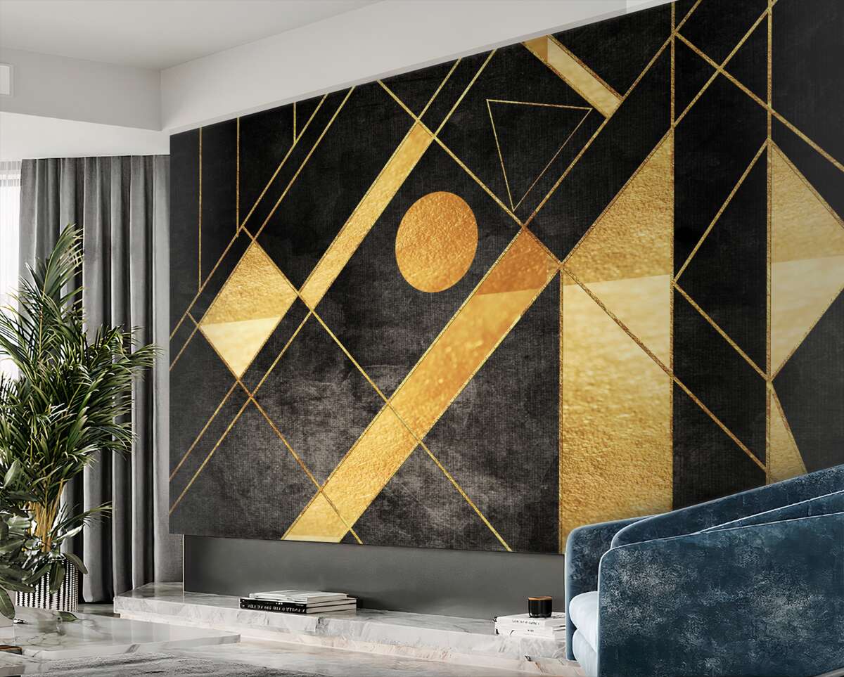 Fototapeta Złote paski na czarnym tle