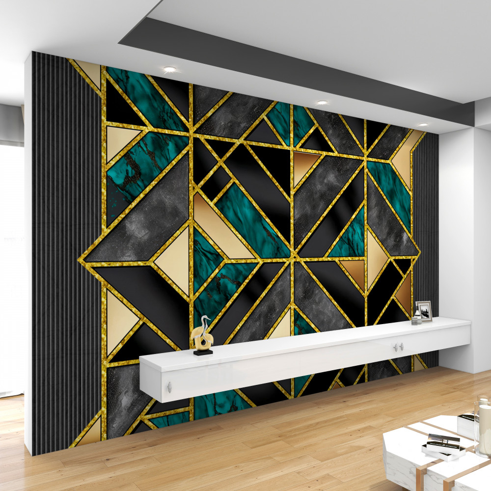 Fototapeta szare turkusowe tło geometryczne