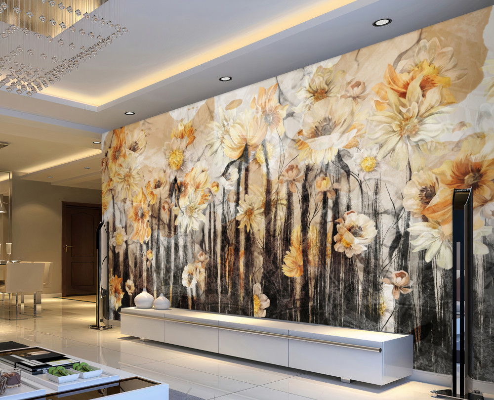 Fototapeta vintage kwiaty na szarym tle