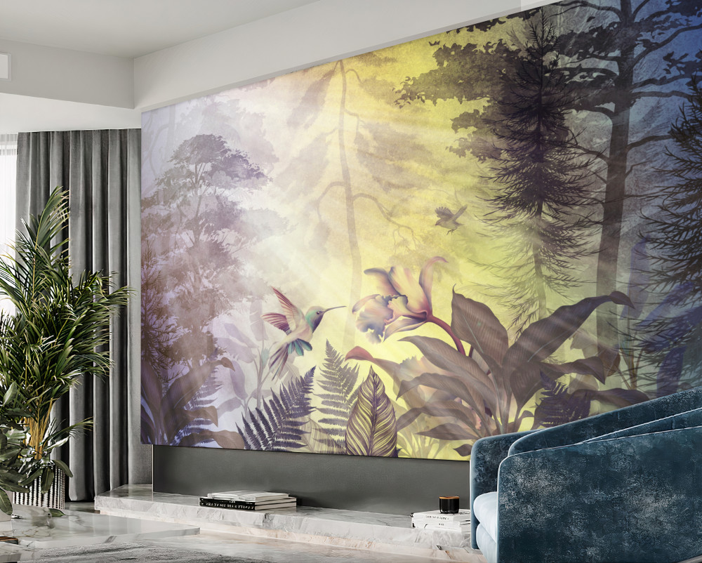 Fototapeta las liściasty w słońcu