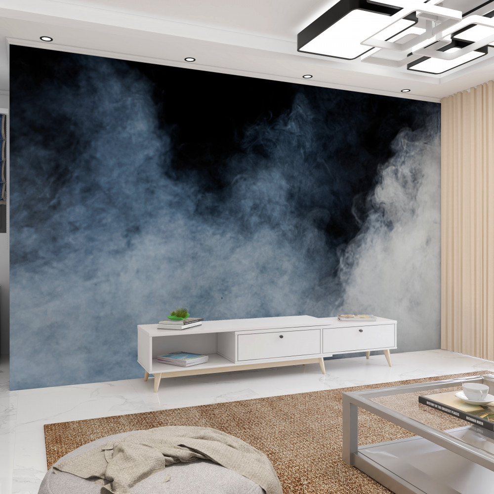 Fototapeta gęsta mgła w nocnym lesie