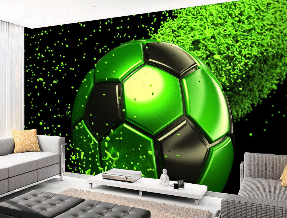 Fototapeta zielona wiązka świeci na piłce nożnej