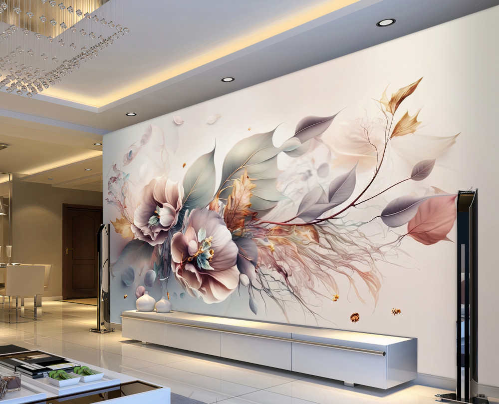 Fototapeta gałąź pięknych kwiatów na jasnym tle