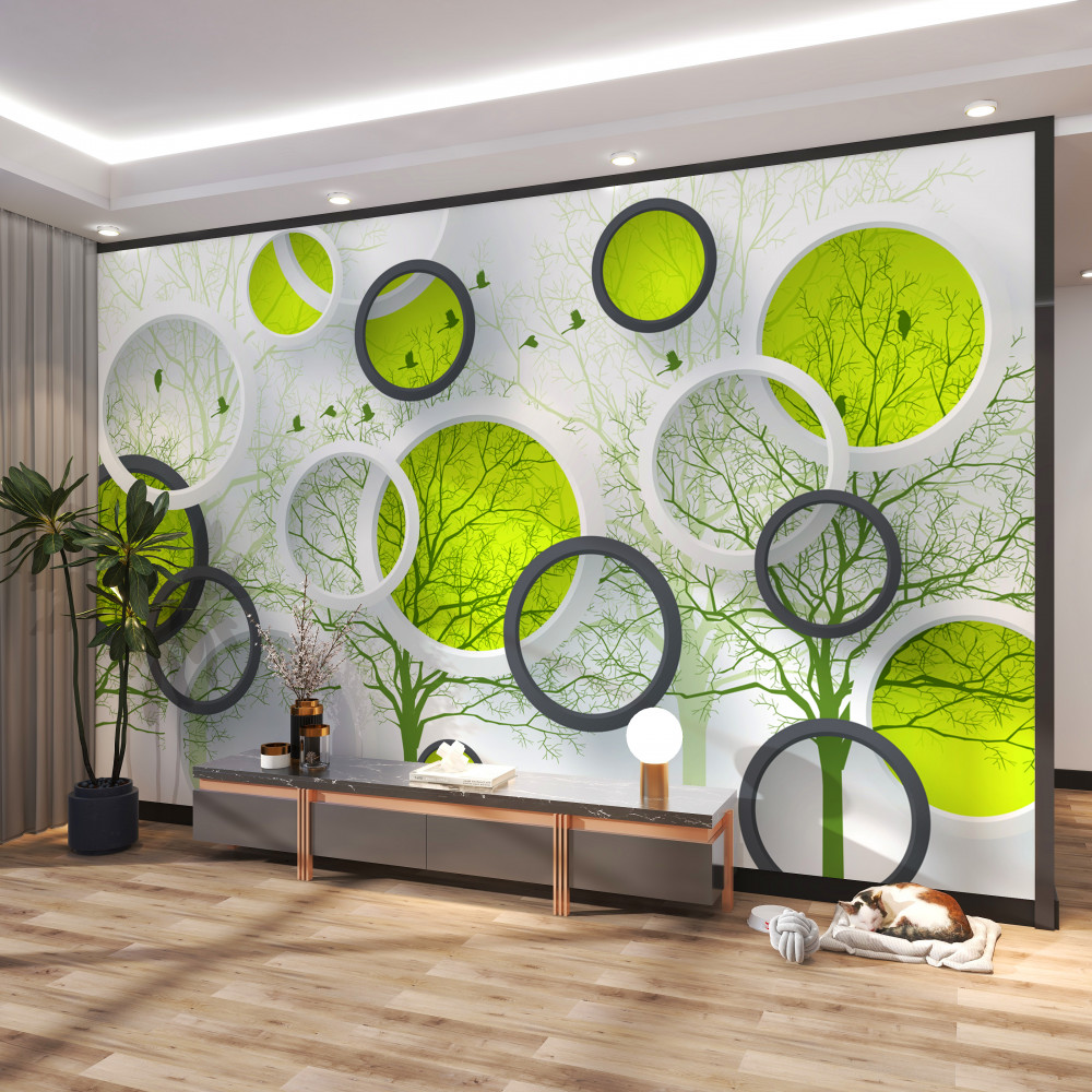Fototapeta drzewa w abstrakcyjnych kręgach