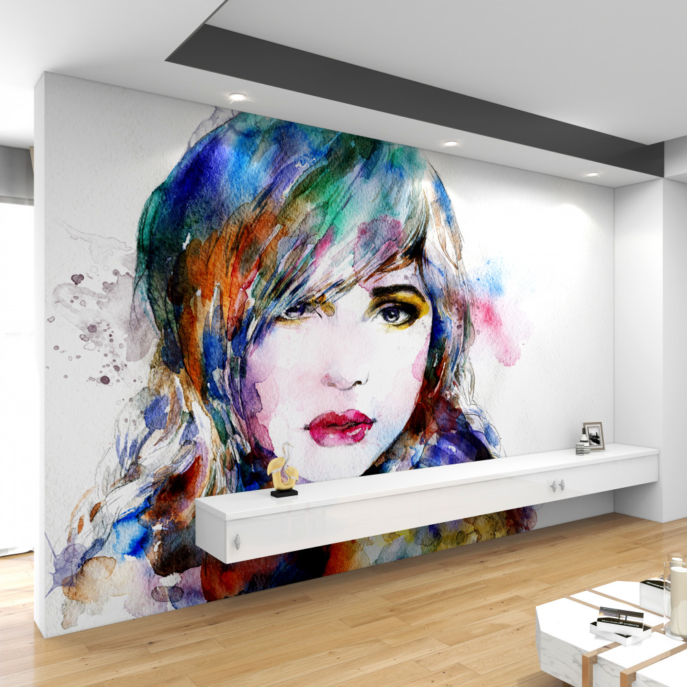 Fototapeta Portret dziewczynki w jasnych akwarelach