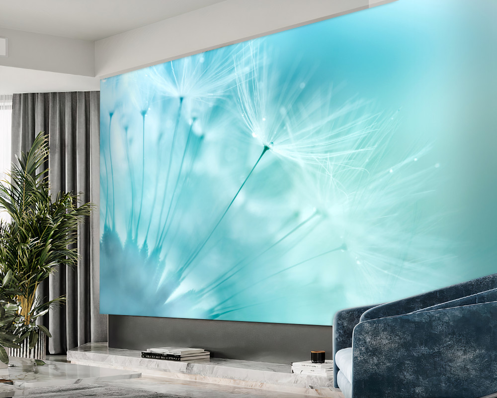 Fototapeta kwiaty mniszka lekarskiego na błękitnym niebie