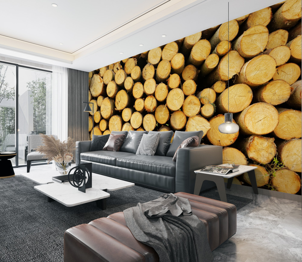 Fototapeta stos ciętych kłód