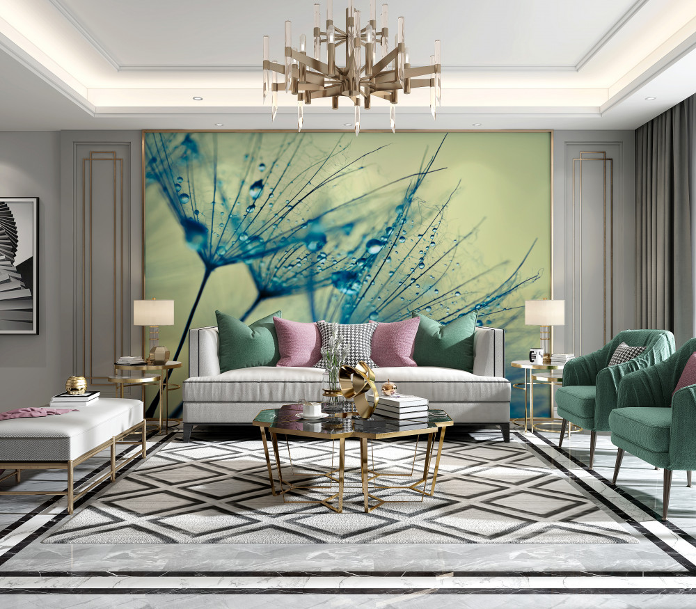 Fototapeta krople wody na mniszku lekarskim