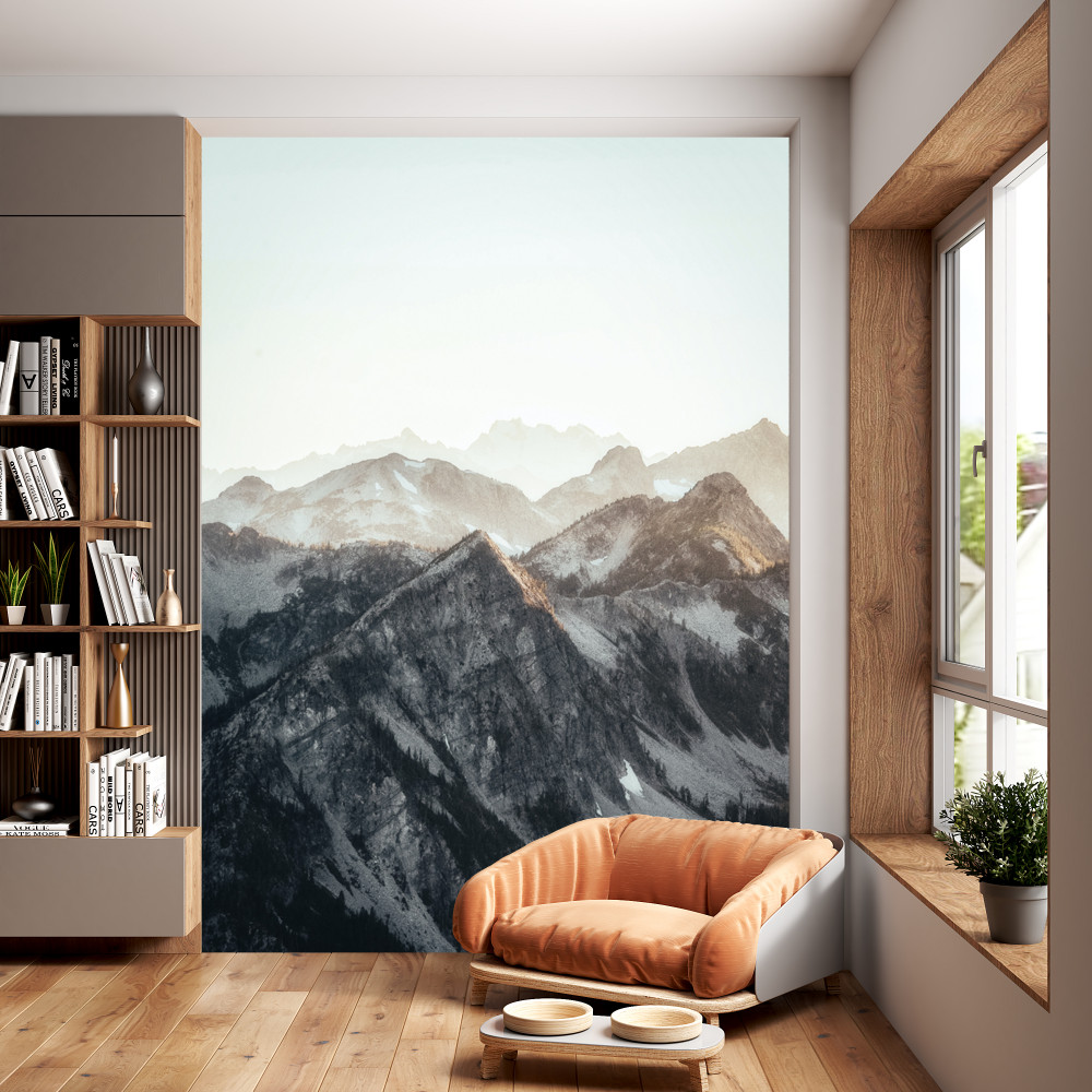 Fototapeta ostre szczyty górskie w śniegu w ciągu dnia