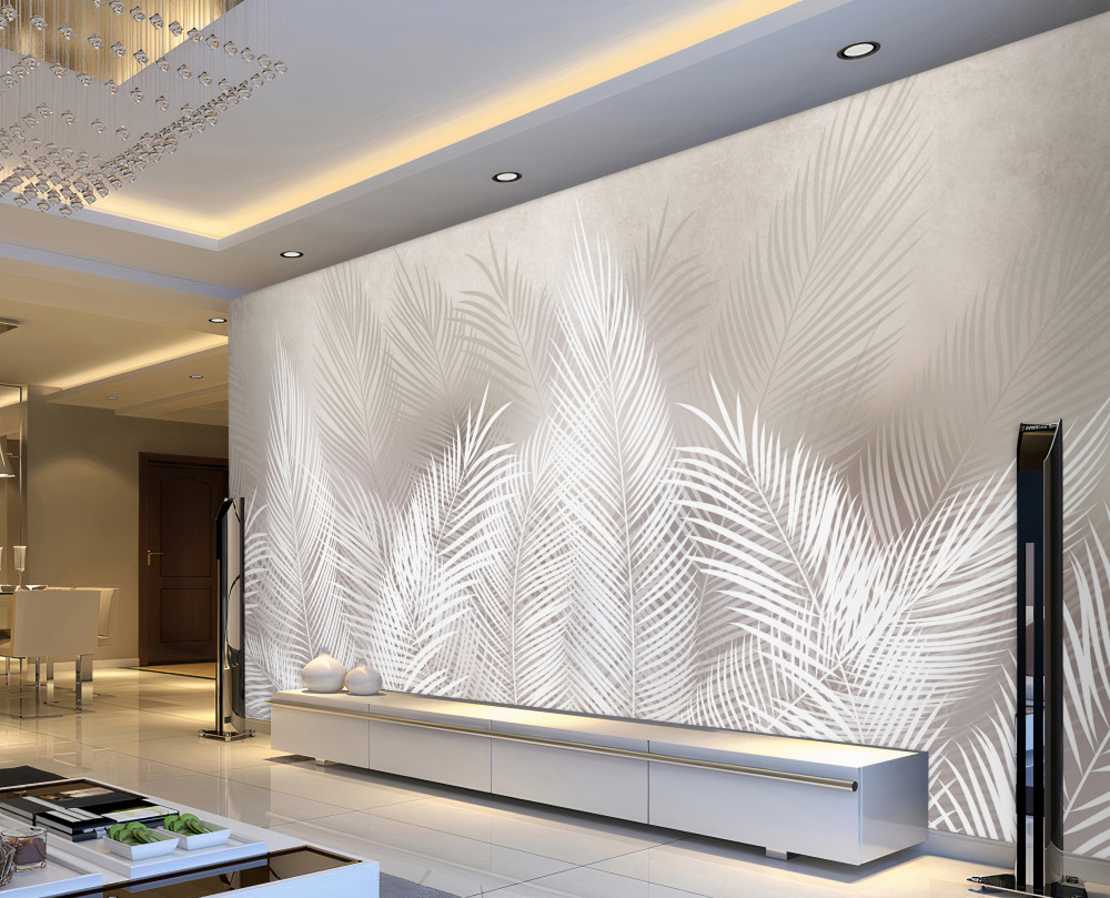 Fototapeta grube pierzaste białe liście