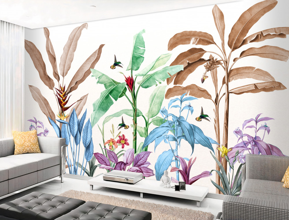 Fototapeta akwarela las deszczowy