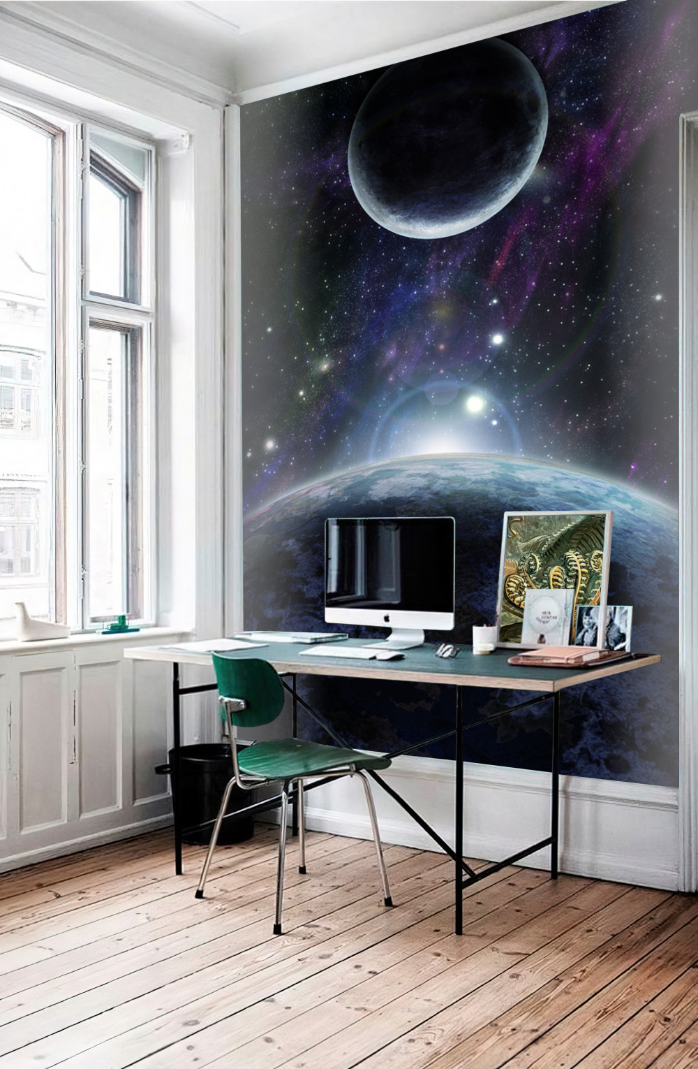 Fototapeta ziemia i księżyc w kosmosie