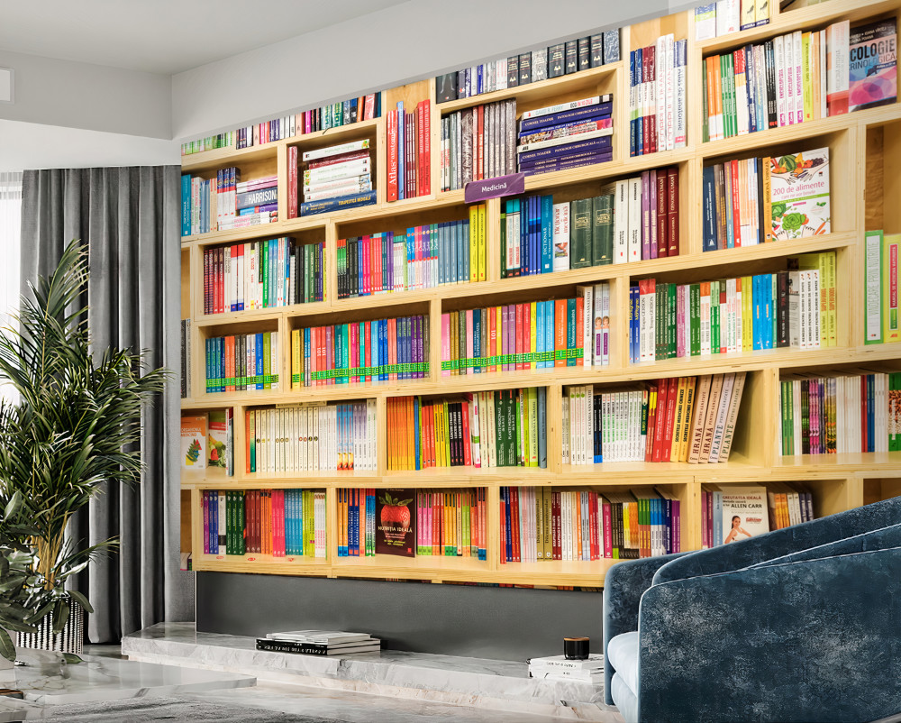 Fototapeta książki w domowej bibliotece