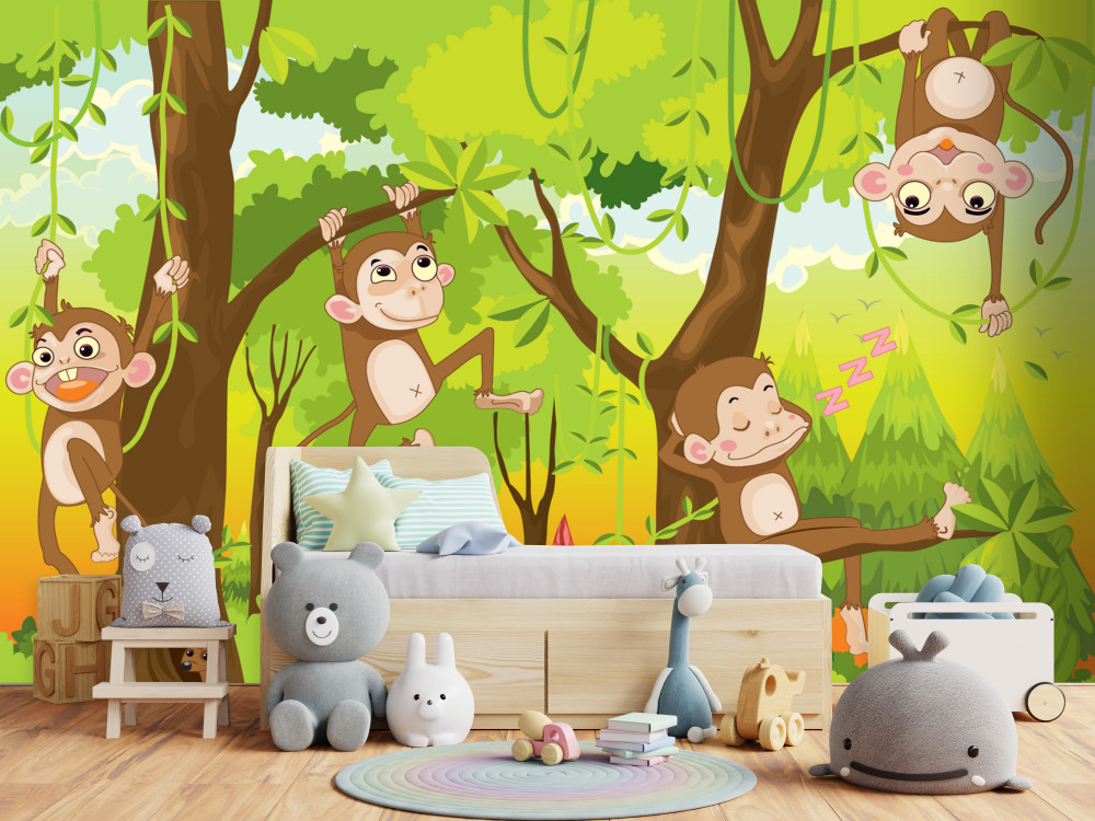 Fototapeta małpy wspinają się na drzewa