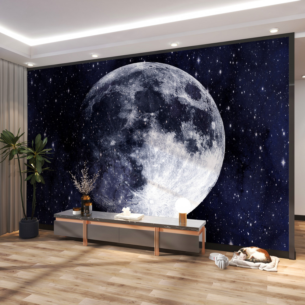 Fototapeta zbliżenie z księżycem wśród gwiazd