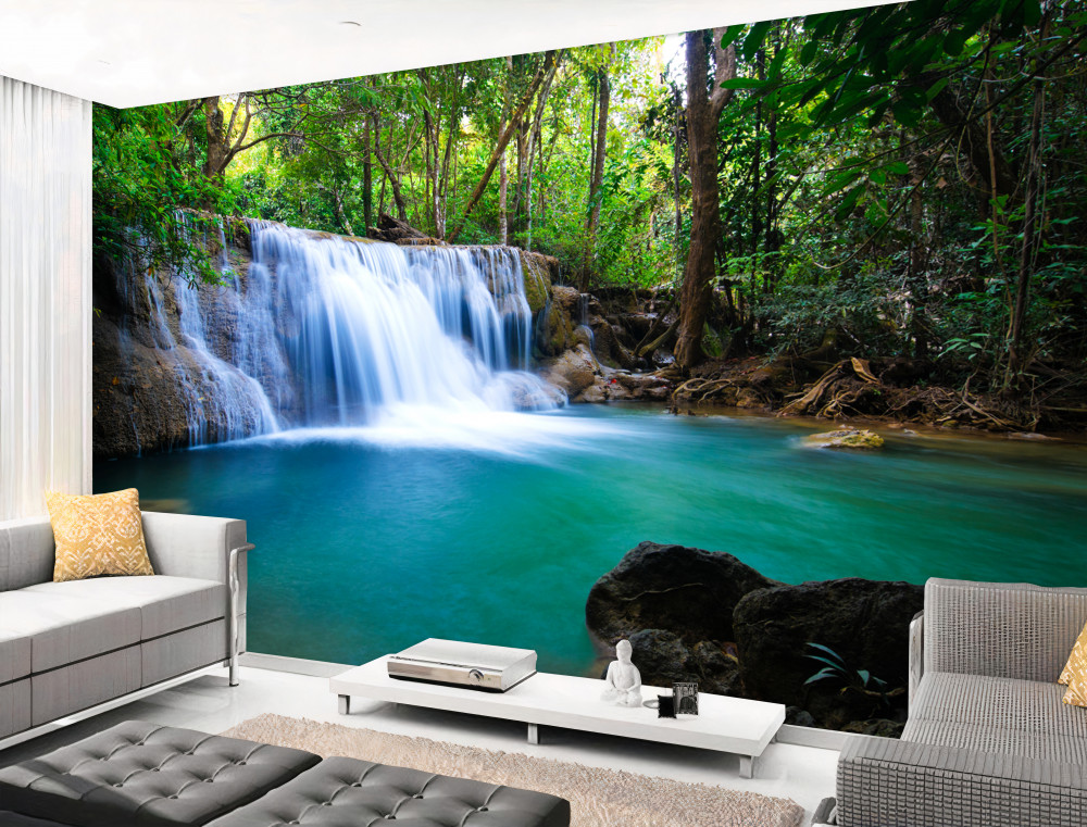 Fototapeta krystaliczne wody leśnego wodospadu